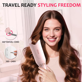 Ufree styled beach waves on a model illustrating shiny, frizz-reduced finish