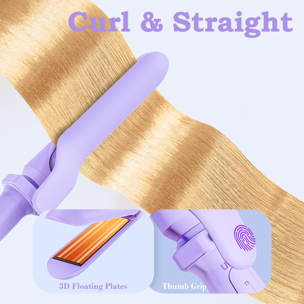 Ufree styler in use creating loose waves on long hair demonstrating quick heat-up and control