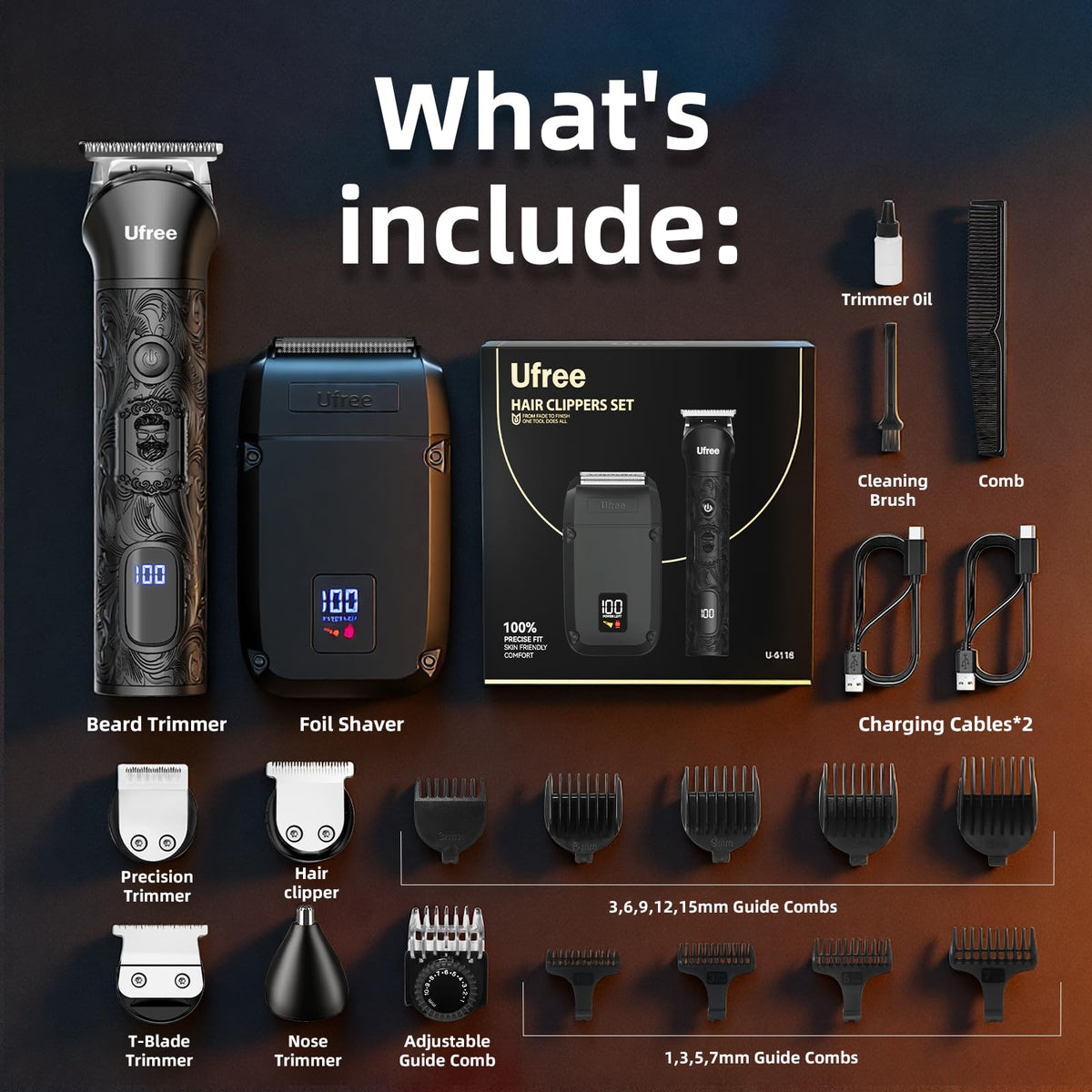 Ufree travel storage case packed with trimmer and heads for easy portability