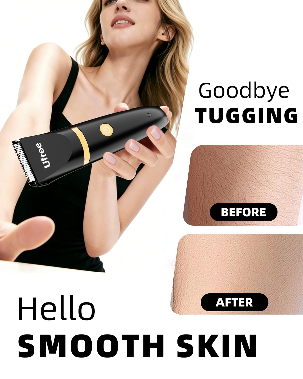 Ufree trimmer held in hand to show size and travel convenience