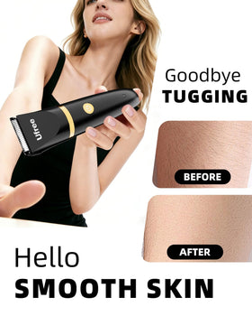 Ufree trimmer held in hand to show size and travel convenience