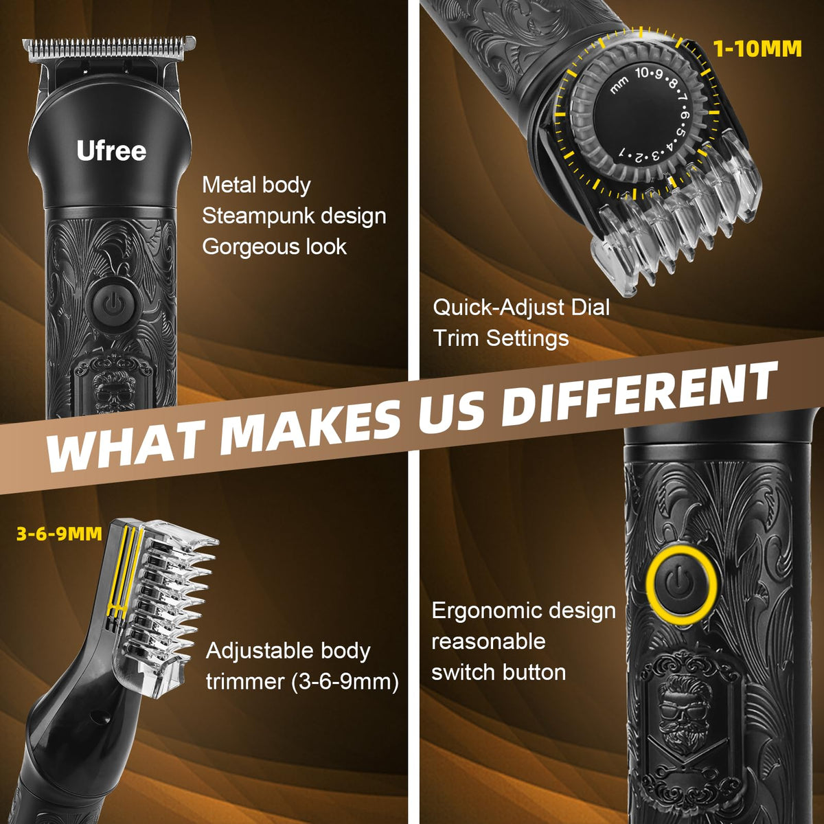 Ufree trimmer held in hand to show size and easy handling benefit