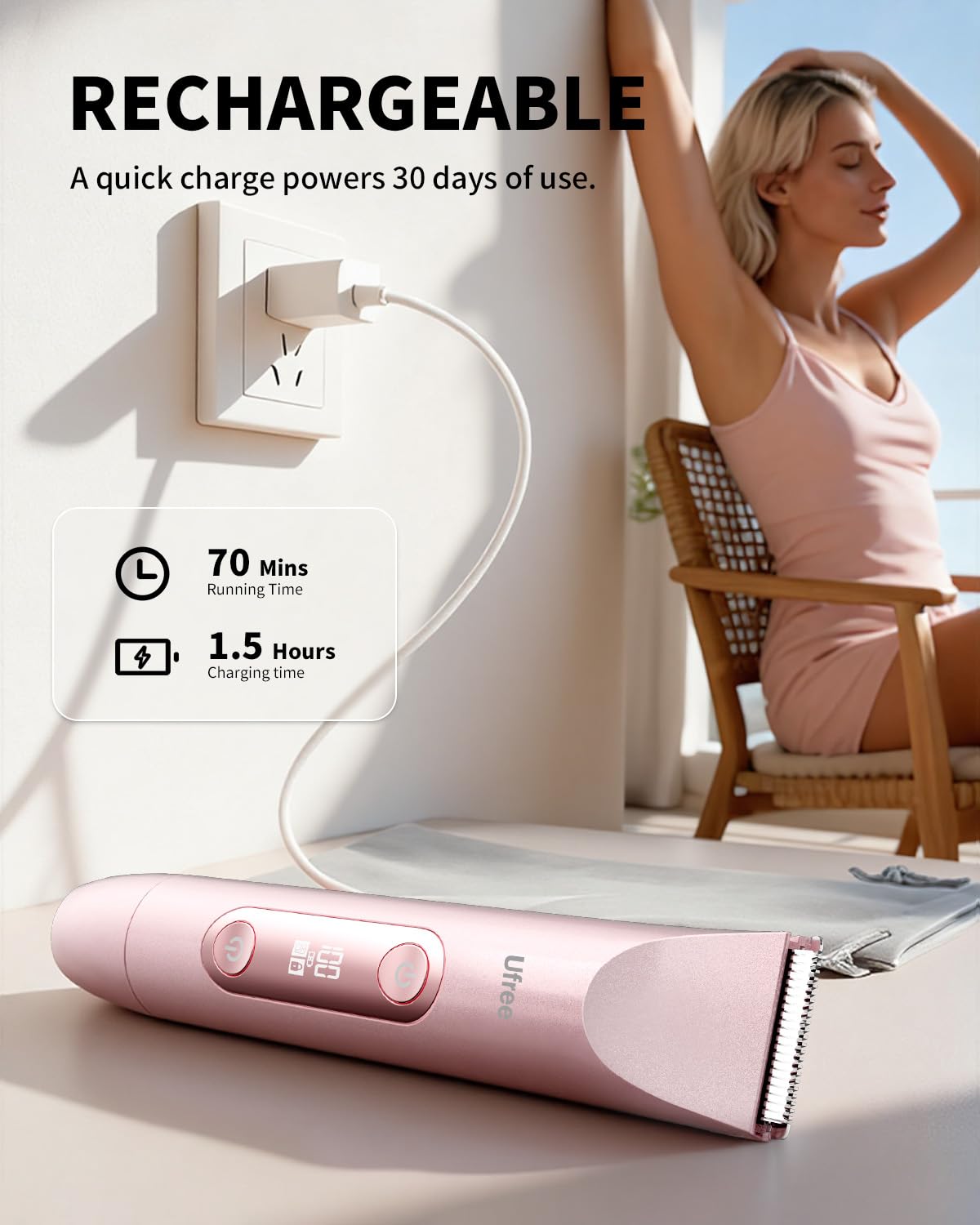 Ufree compact trimmer inside a travel bag illustrating convenience for trips