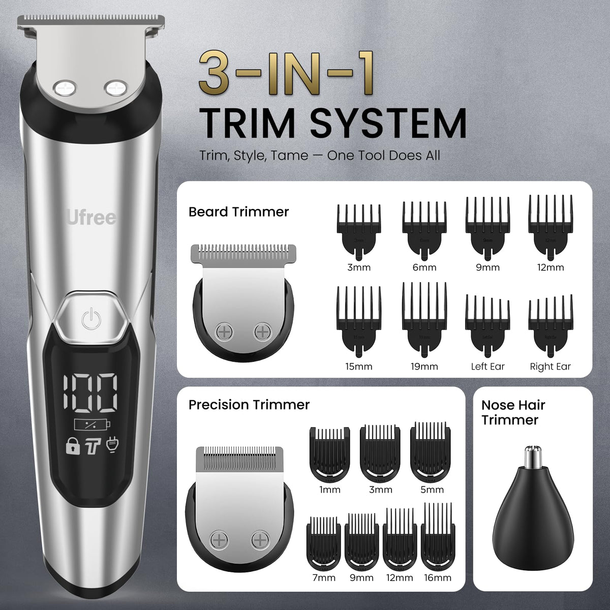 Ufree trimmer used in shower illustrating IPX6 waterproof cleaning convenience