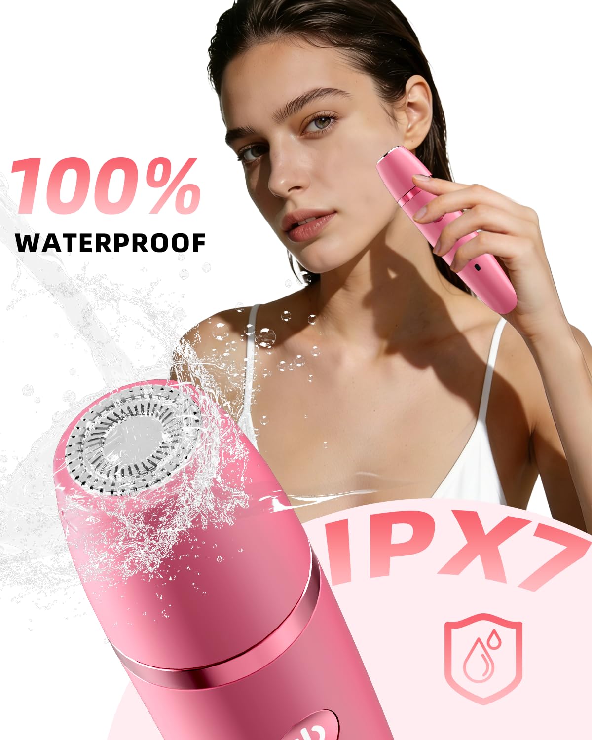 Ufree trimmer being used in shower to show waterproof convenience and easy cleaning