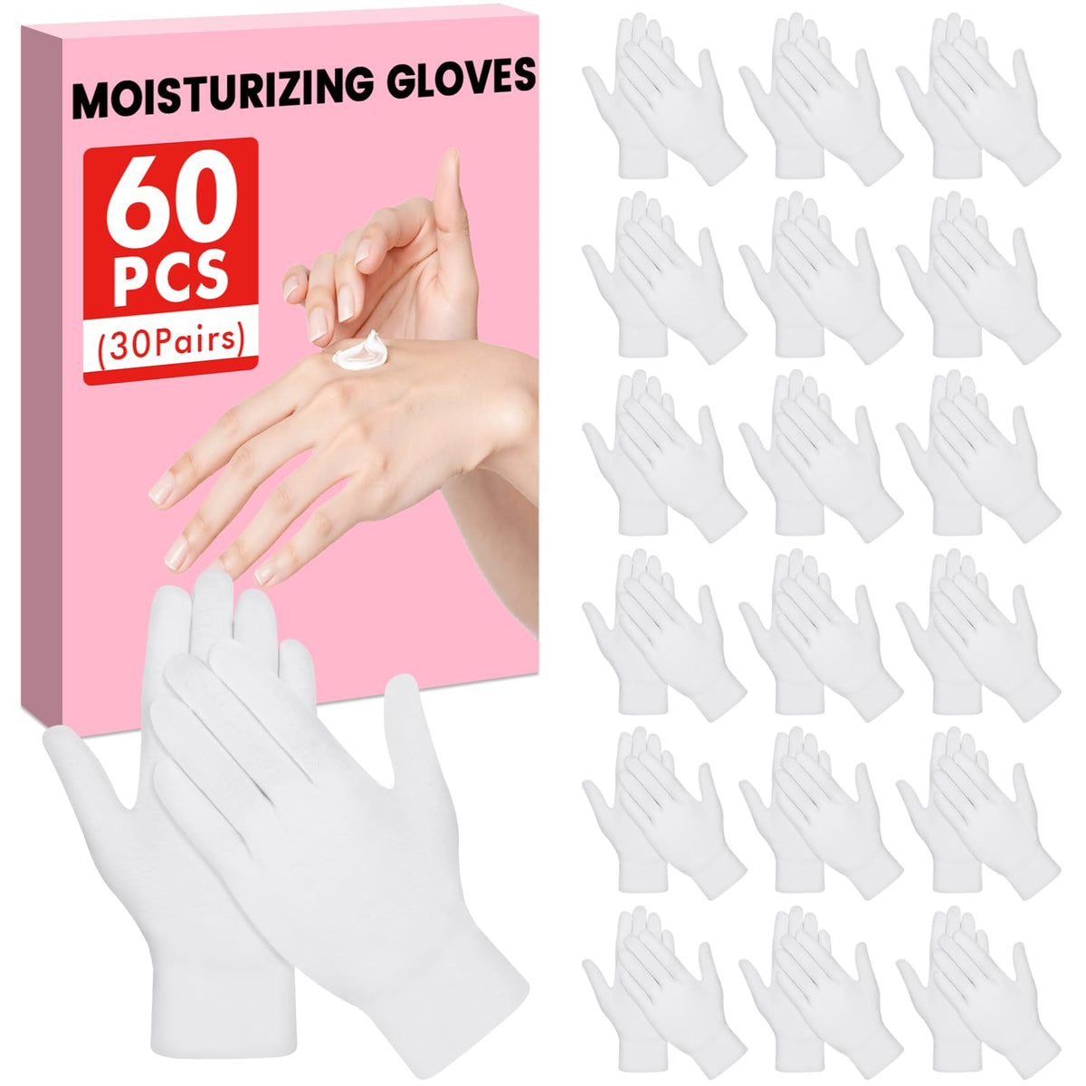 UGODAR front packaging showing 30 pairs of white cotton gloves and bulk value