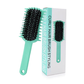 UHACLWS curly brush front view showing compact green design and easy styling