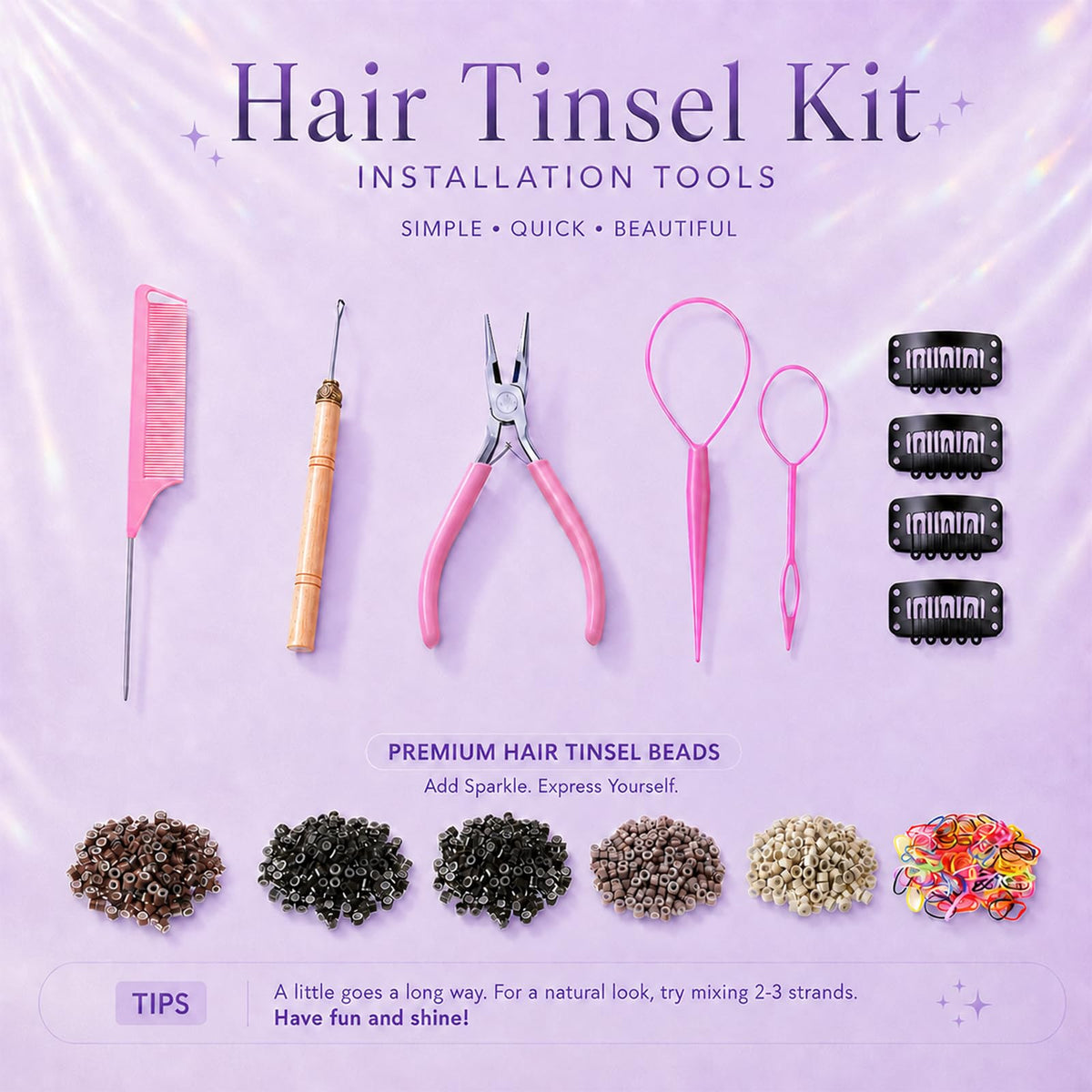 Uikreo braid with multicolor tinsel demonstrating layered color effects and movement