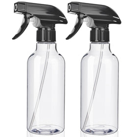 Uineko front view of two clear 10oz bottles showing labels and sprayers, durable