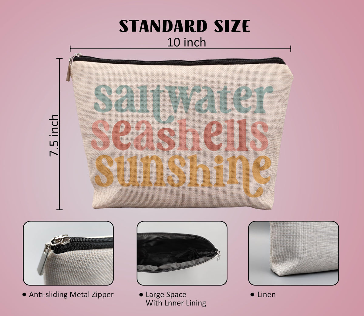 uinwk makeup pouch in a beach tote illustrating seaside style and easy transport