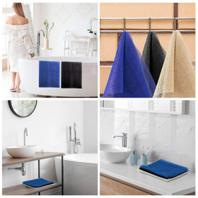 UJFQBH hanging in bathroom to illustrate quick-drying and storage benefit
