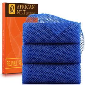 UJFQBH front view of blue three-piece bath sponge set, shows value and color