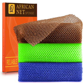 UJFQBH front view of long exfoliating net showing full length and colors benefits easy reach