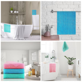 UJFQBH hanging in shower in lifestyle scene indicating quick-dry and everyday convenience