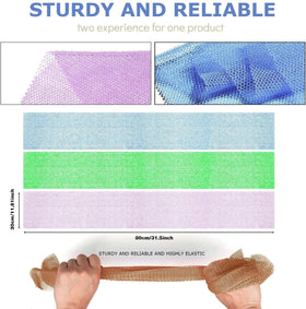 UJFQBH stretched sponge being pulled to show elasticity and reach for back cleaning