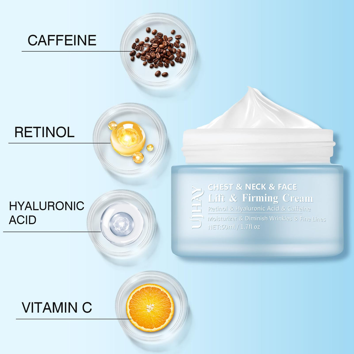 UJhay cream texture close-up highlighting lightweight, hydrating finish