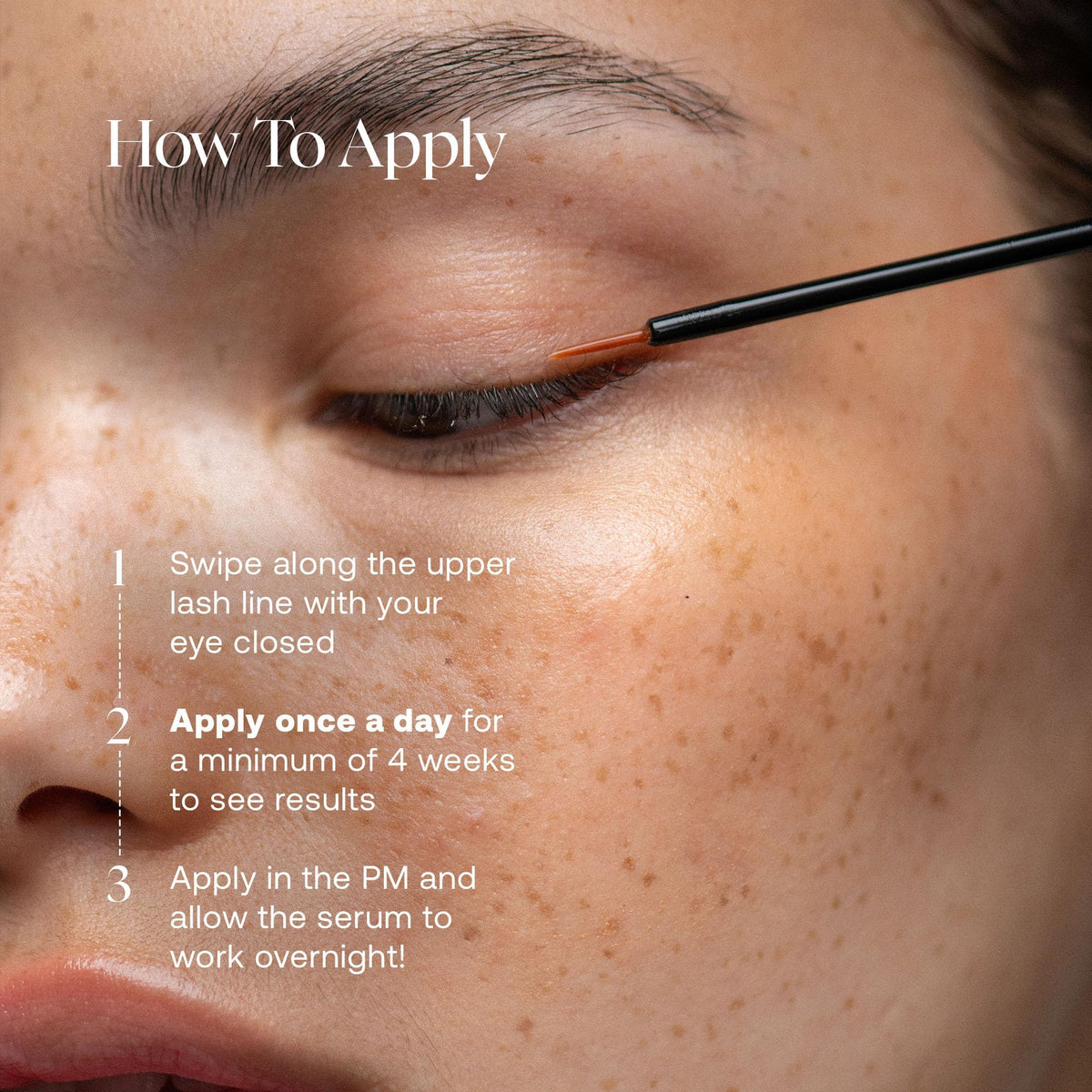 UKLASH being applied to the upper lashline demonstrating simple nightly routine