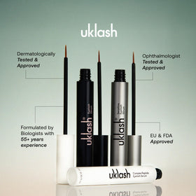 UKLASH product label showing peptide complex and clean formula details