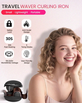 UKLISS mini waver closeup of ceramic-tourmaline barrels for frizz reduction