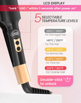 UKLISS mini waver digital display showing temperature and lock mode