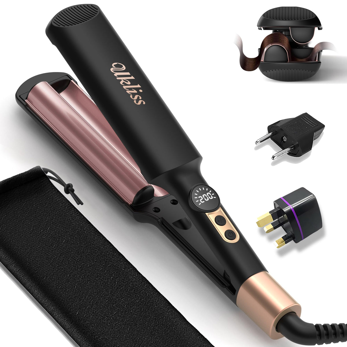 UKLISS mini waver front view showing compact shape and travel-ready design