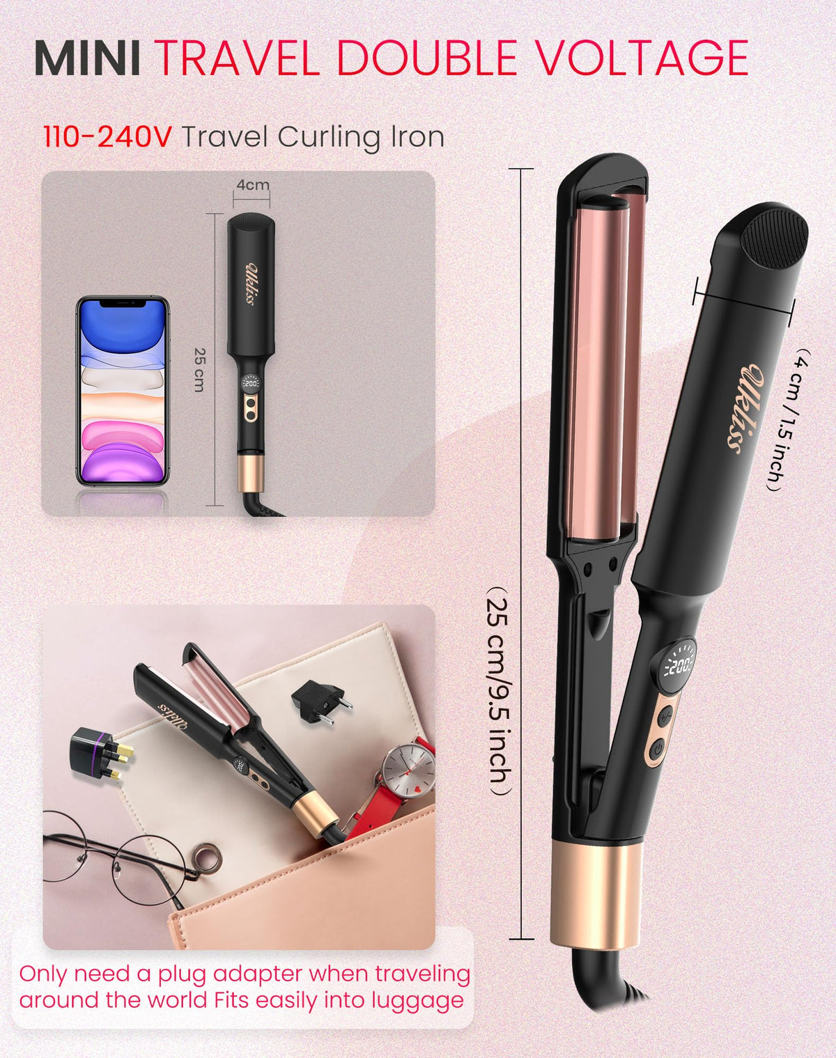 UKLISS mini waver styling short hair to create tight crimps and texture