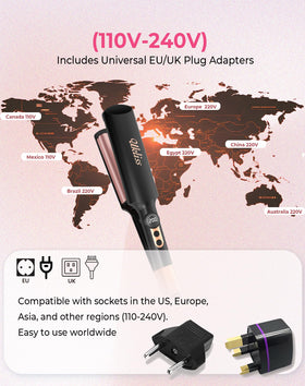 UKLISS mini waver with EU adapter highlighting dual-voltage travel use