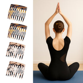 UKSKS two combs stacked on low bun illustrating added hold and elegance