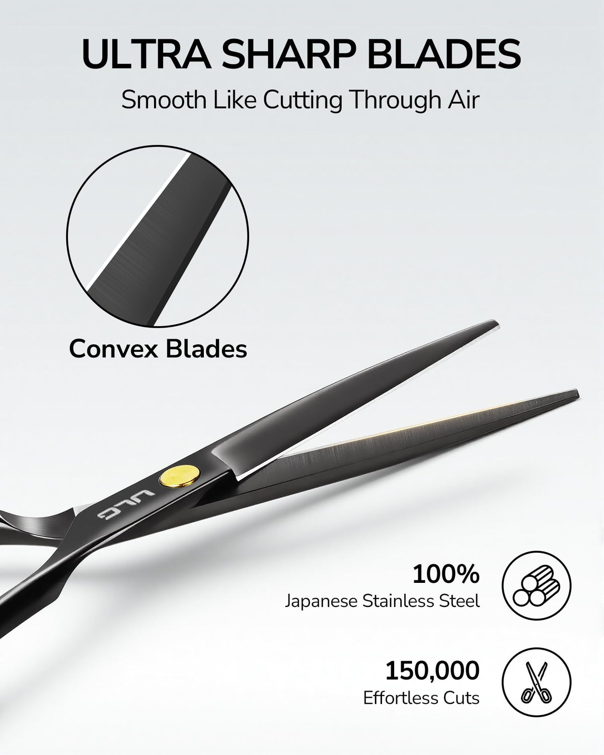 ULG close-up of Japanese stainless-steel blade edge highlighting clean-cut precision benefit