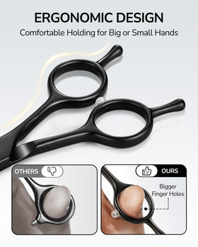 ULG ergonomic handle view with larger finger holes providing comfortable grip