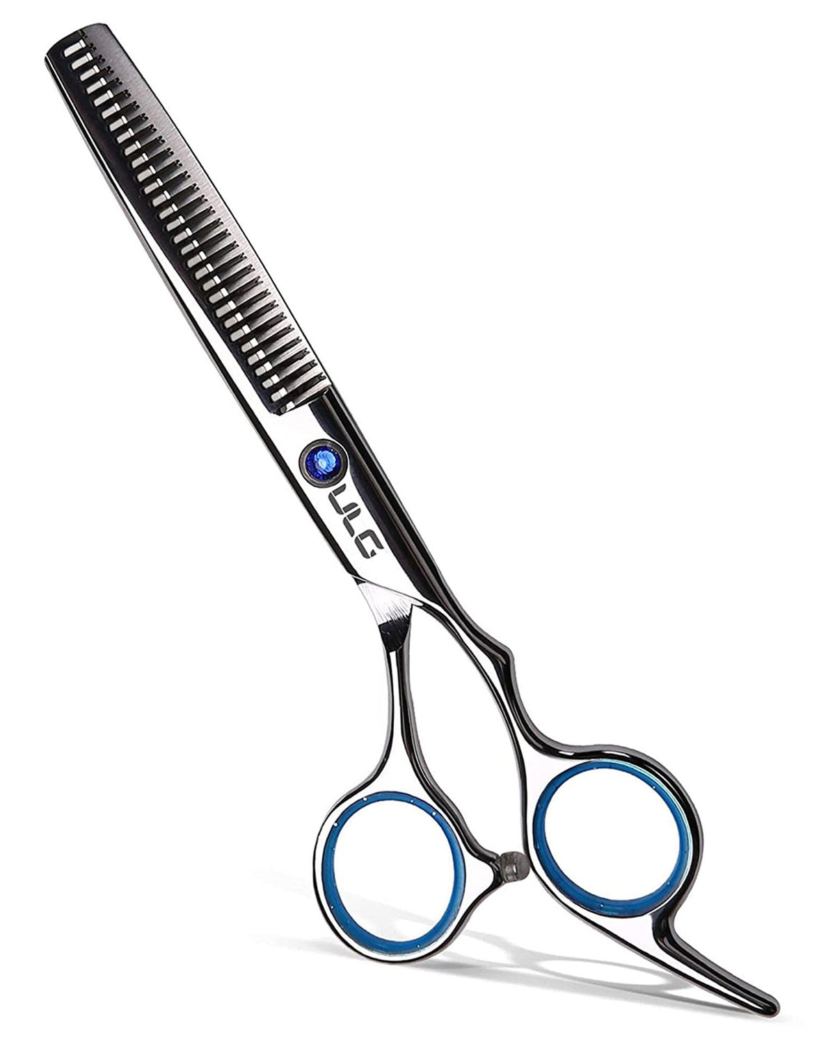 ULG front view of thinning shears showing full 6.5-inch profile and elegant finish