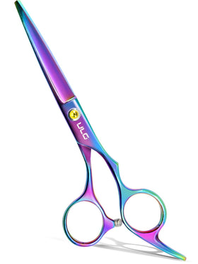ULG rainbow shears front view showing polished finish and professional look for salons
