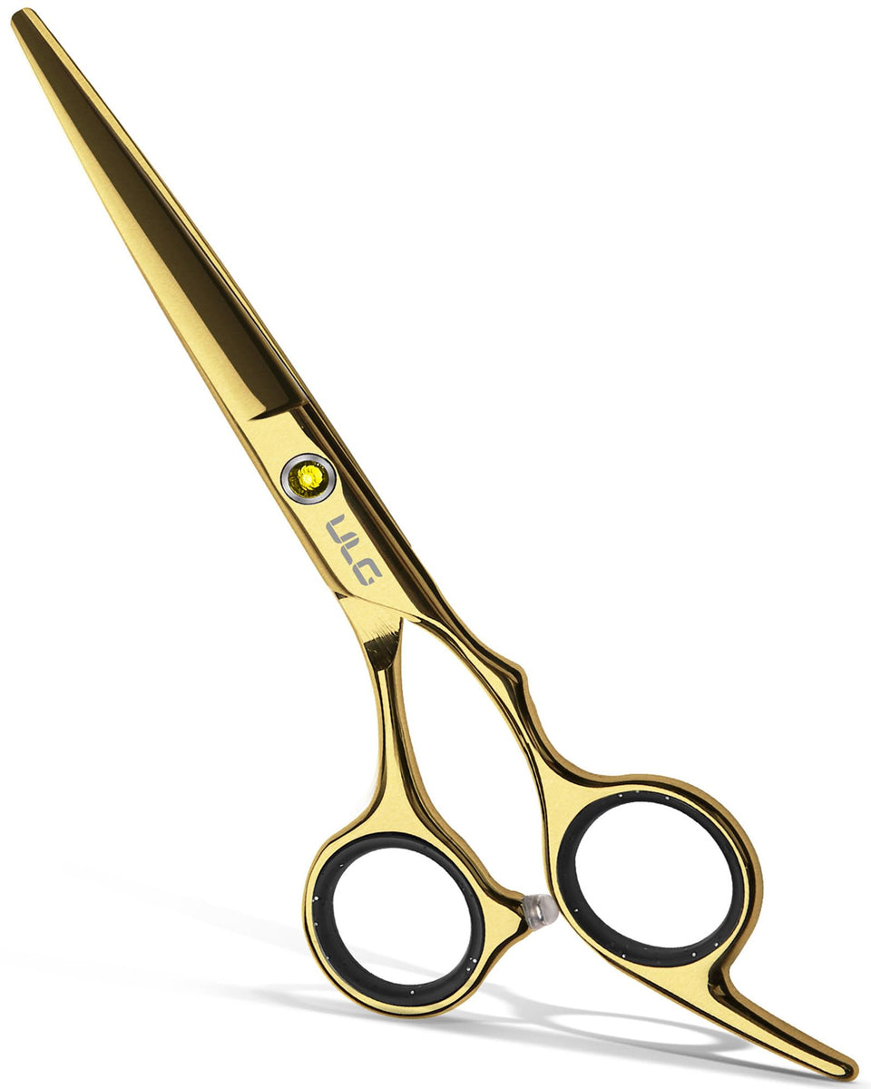 ULG front view gold scissors showing professional finish and precision