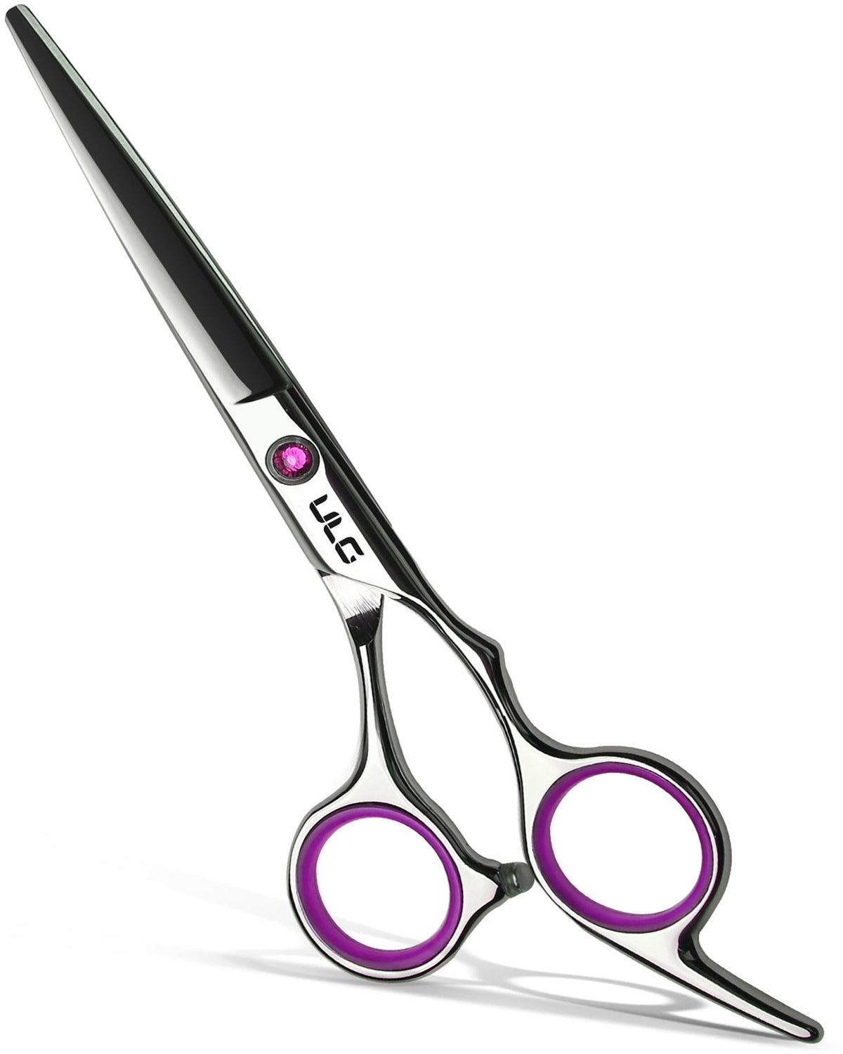 ULG front view of pink shears showing full length and polished finish benefit precise cutting