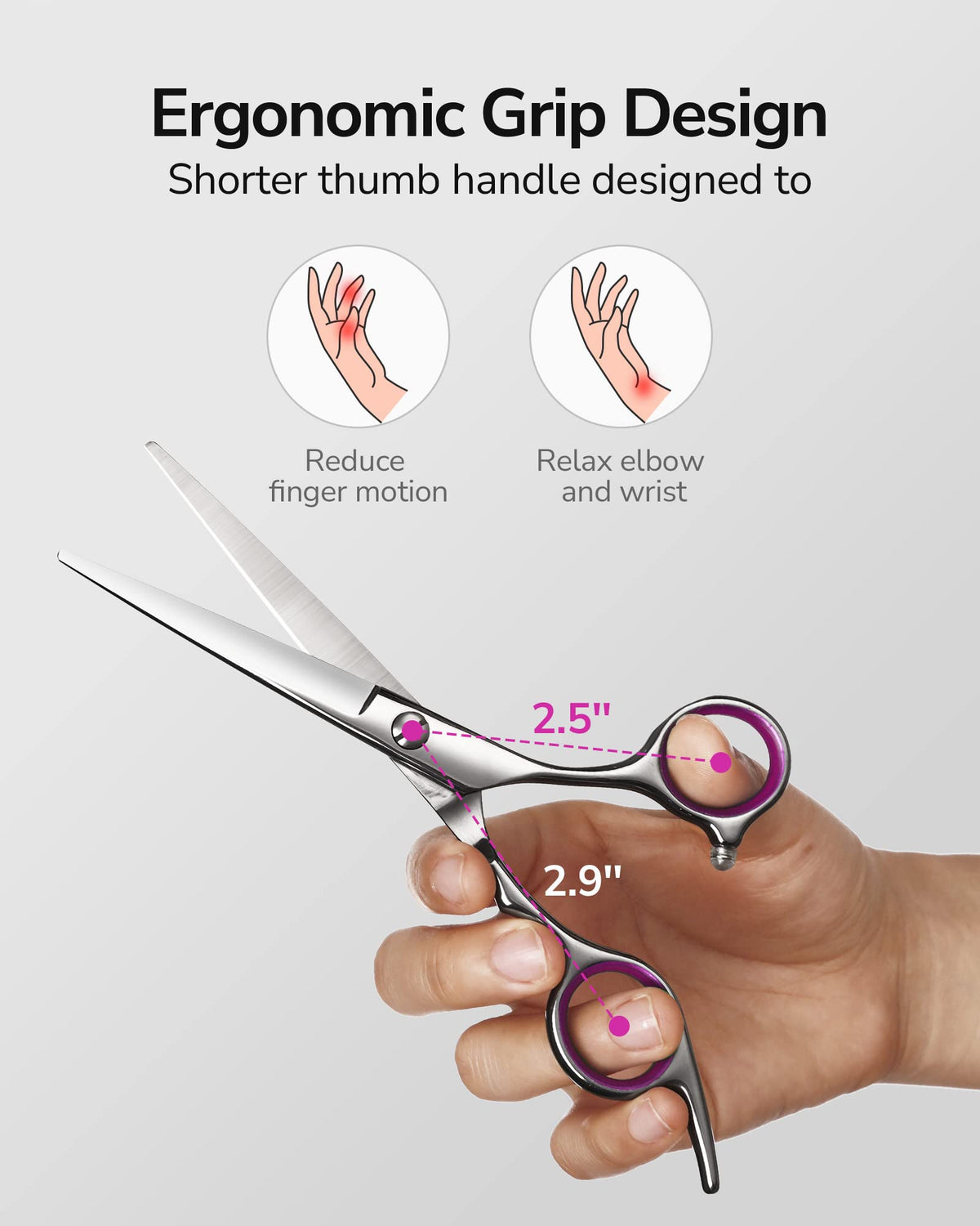 ULG offset handle close-up showing ergonomic grip to reduce wrist strain