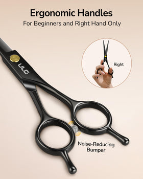 ULG offset handle grip angle demonstrating ergonomic comfort for stylists