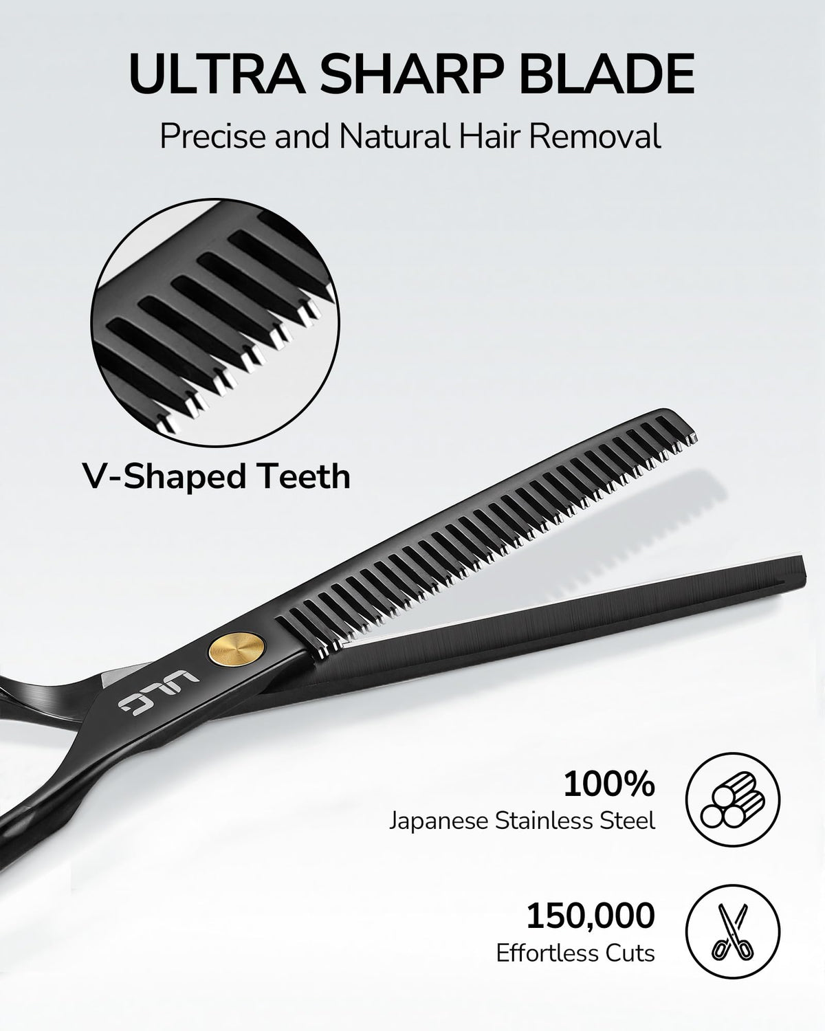 ULG 6.5-inch shears beside ruler illustrating compact size and control