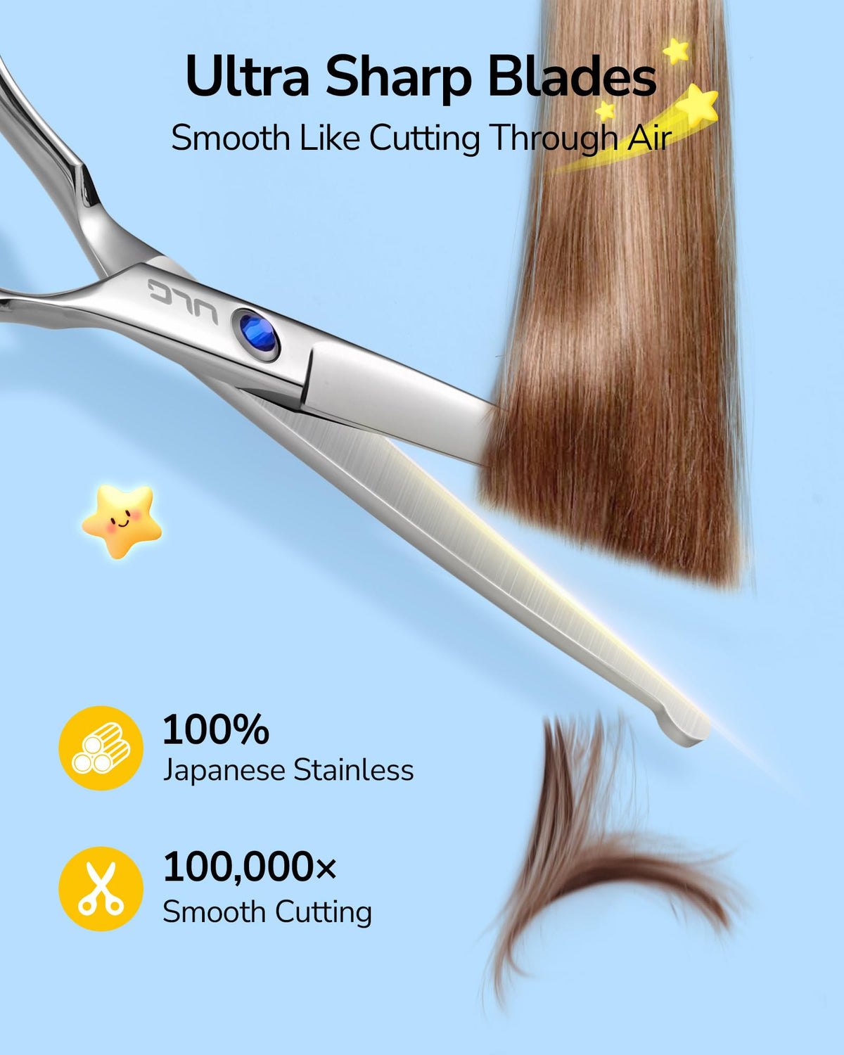 ULG scissors in use on child enabling calm, confident trims