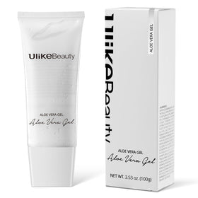 Ulikebeauty front label vera gel showing product name and 3.5oz size, calming benefit