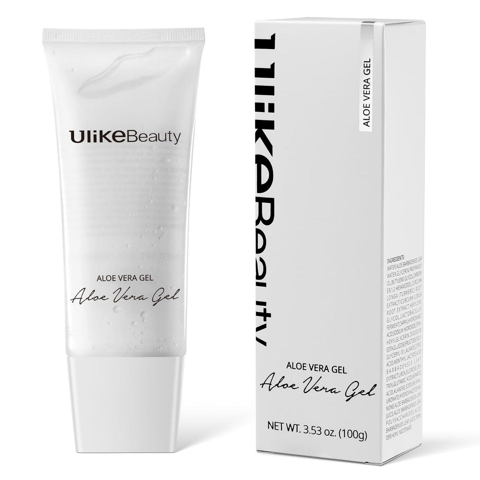 Ulikebeauty front label vera gel showing product name and 3.5oz size, calming benefit
