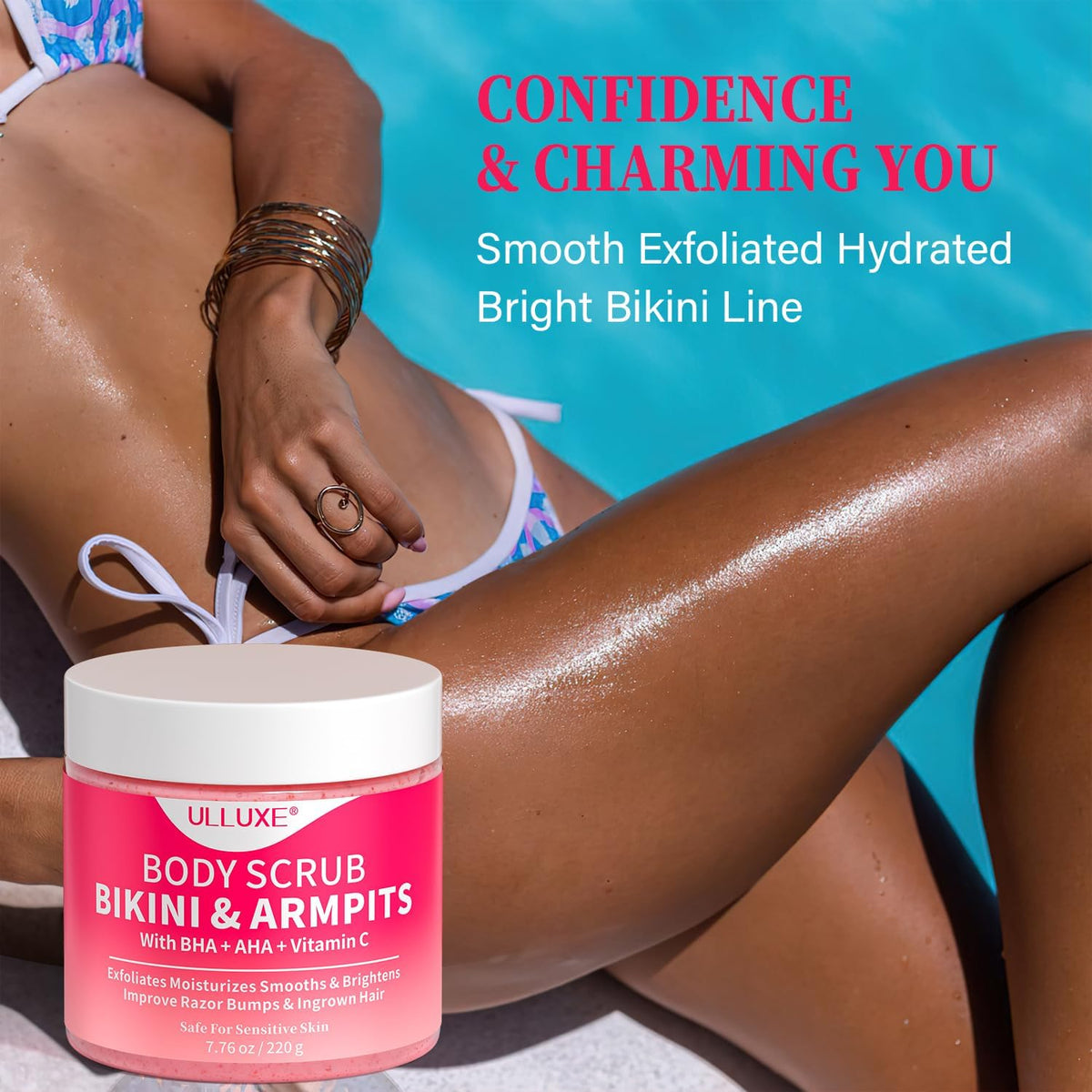 ulluxe before and after smoothing effect on textured skin to show visible results benefit