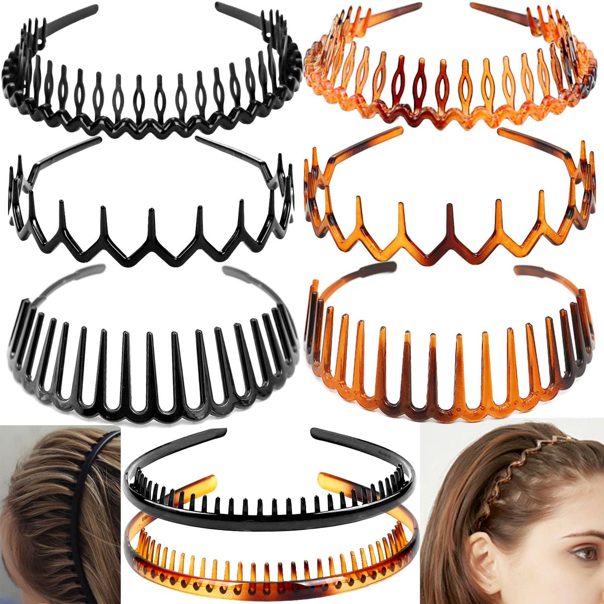 ULTIMUTE eight headbands front view showing black and amber colors and neat packaging benefit