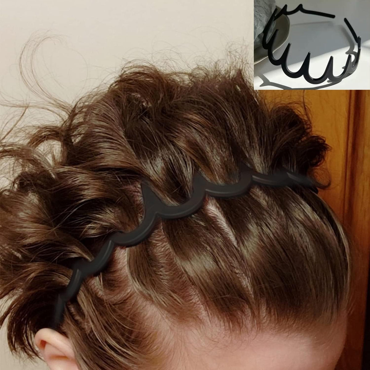 ULTIMUTE headband worn by woman keeping hair back for polished, hands-free style