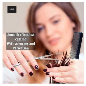 UM Supplies scissors in salon use demonstrating smooth cuts and professional results benefit