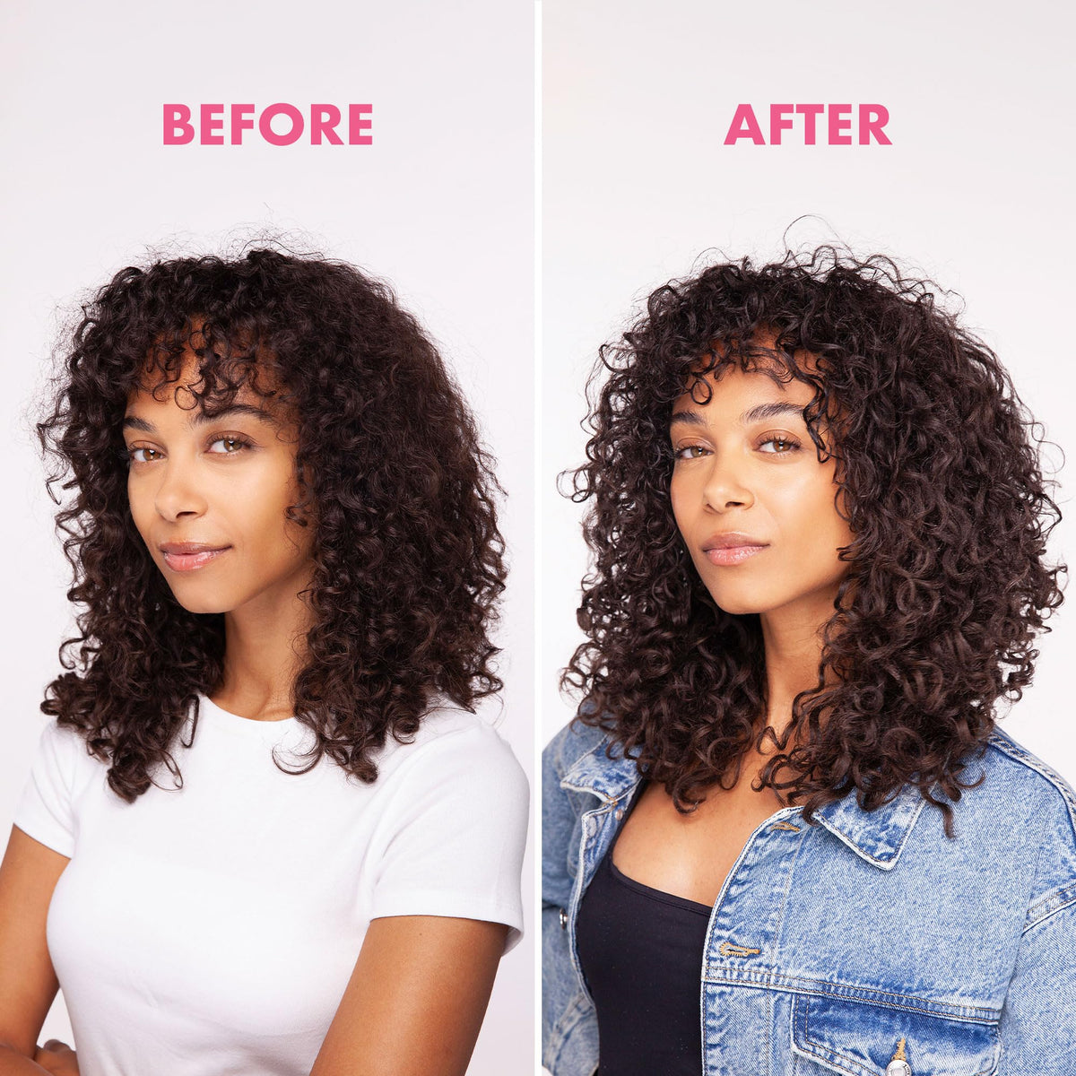 Umberto Giannini applying gel to mid-lengths illustrating definition and frizz control