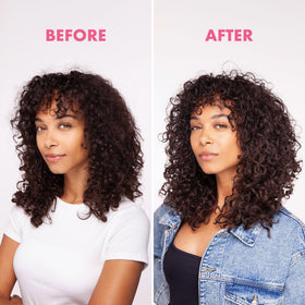 Umberto Giannini applying gel to mid-lengths illustrating definition and frizz control