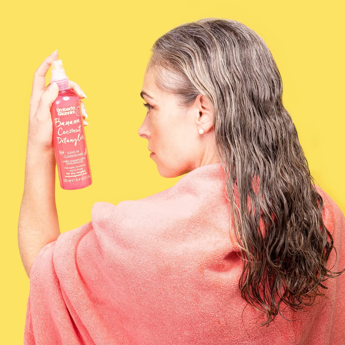 Umberto Giannini before and after hair demonstrating detangling benefit