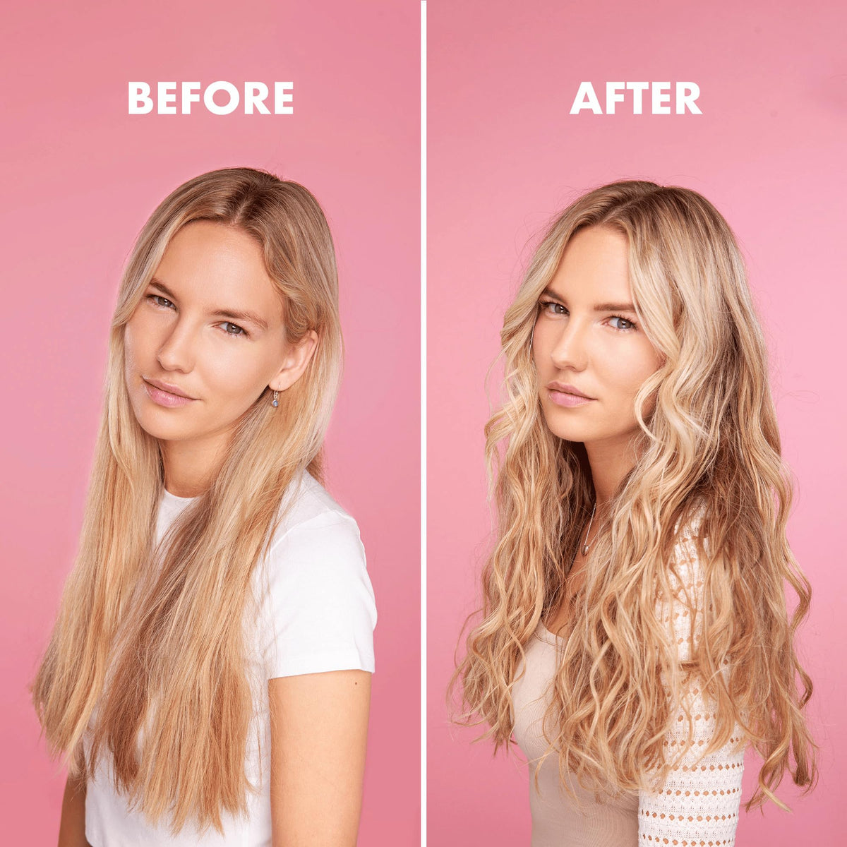 Umberto Giannini model applying foam for natural styled curls