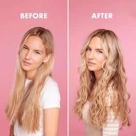 Umberto Giannini model applying foam for natural styled curls