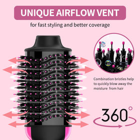 Umeely hot air brush styling long hair to create smooth, frizz-reduced finish